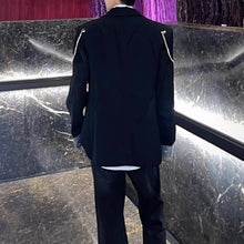 Load image into Gallery viewer, Shiny Rhinestone Chain Loose Shoulder Pad Jacket
