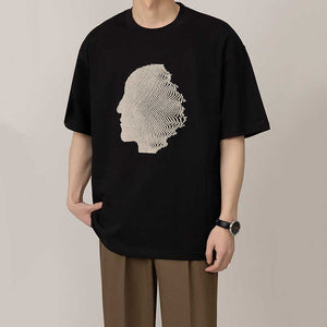 American Embroidery Round Neck Loose Casual T-shirt