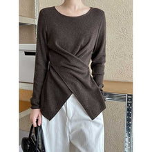 Load image into Gallery viewer, Irregular Hem Cross-over Knit Sweater
