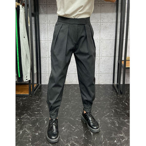 Autumn and Winter Striped Pleated Casual Pants