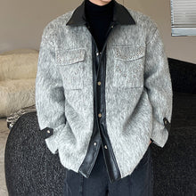 Load image into Gallery viewer, Studded Vintage Contrast Patchwork Woolen Jacket
