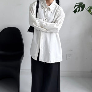 Rivet Loose Casual Padded Shoulder Shirt