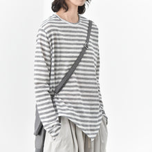 Load image into Gallery viewer, Crew Neck Striped Casual Irregular Hem Shirt
