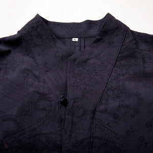 Cotton and Linen Jacquard Vintage Half Sleeve Shirt