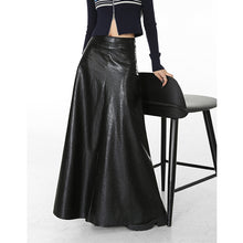 Load image into Gallery viewer, Retro High Waist Black Leather Skirt
