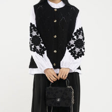 Load image into Gallery viewer, Round Neck Diamond Knitted Cardigan Vest
