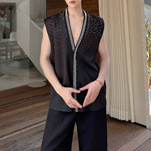 Load image into Gallery viewer, Gypsophila Brocade Rhinestone Sleeveless Shirt Vest
