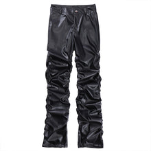 Load image into Gallery viewer, Dark Punk Pleated PU Leather Pants
