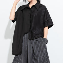 Load image into Gallery viewer, Women’s Patchwork Irregular Collar T-shirt
