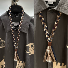 Load image into Gallery viewer, Vintage Cotton and Linen Braided Tie Necklace

