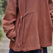 Load image into Gallery viewer, Loose Cotton Cross Front Hanfu Kimono Cardigan
