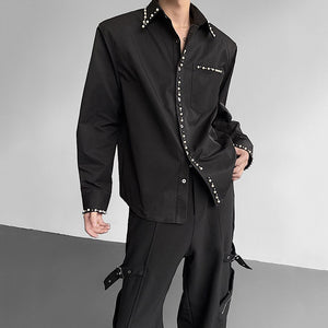 Pearl Embellished Shoulder Pad Shirt