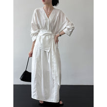 Load image into Gallery viewer, Women's Linen Shirt and Skirt Two-Piece Set
