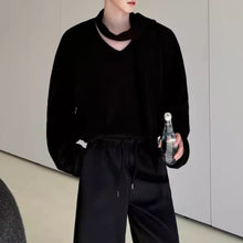 Load image into Gallery viewer, V-neck Ribbon Loose Casual Sweatshirt
