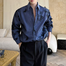 Load image into Gallery viewer, Vintage Butterfly Lace Mesh Splicing Plaid Shirt

