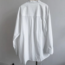 Load image into Gallery viewer, Deconstructed Drawstring Vertical Striped Loose Casual Shirt
