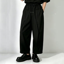 Load image into Gallery viewer, Black Loose-Fit Straight-Leg Drawstring Pants
