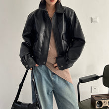 Load image into Gallery viewer, Short Vintage Leather Jacket
