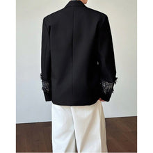 Load image into Gallery viewer, Black Sequin-Paneled Blazer with Shoulder Pads
