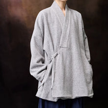 Load image into Gallery viewer, Loose Woolen Cross Front Hanfu Kimono Coat
