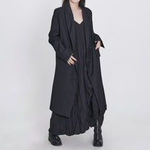 Load image into Gallery viewer, Dark Single-breasted Mid-length Suit Jacket
