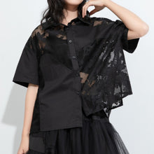 Load image into Gallery viewer, Women Irregular Lace Patchwork Loose Casual T-shirt
