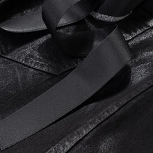 Load image into Gallery viewer, Dark Waxed Coated Ribbon Slightly Flared Mopping Stacked Denim Trousers
