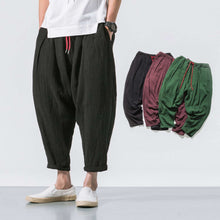 Load image into Gallery viewer, Japanese Casual Cotton and Linen Cropped Harem Pants

