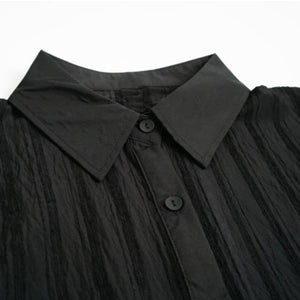 Striped Textured Loose Long-sleeved Shirt