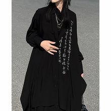 Load image into Gallery viewer, Asymmetric Hem Calligraphy Print Oversized Shirt
