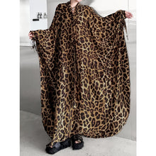 Load image into Gallery viewer, Women's Leopard Print Loose Belted Batwing Sleeve Dress
