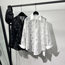 Load image into Gallery viewer, Hollow Floral Jacquard Loose Casual Shirt
