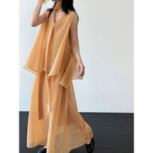 Load image into Gallery viewer, Sleeveless Ribbon-Tie Top and Skirt Two-Piece Set
