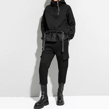 Load image into Gallery viewer, Pullover Faux Two-piece Patchwork Hoodie
