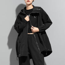 Load image into Gallery viewer, Diagonal Zip Hooded Jacket
