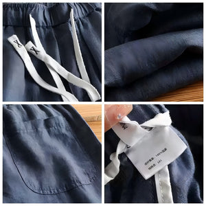 Linen Breathable Loose Drawstring Straight Trousers