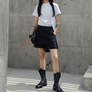 Dark High Waist Cut Edge Shorts