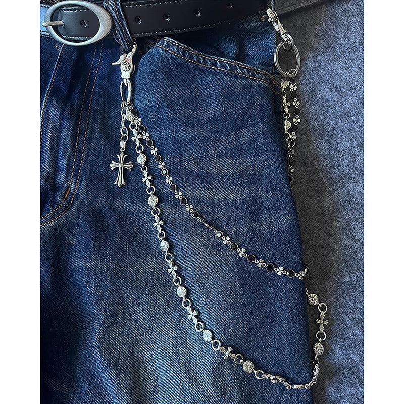 Retro Punk Metal Cross Waist Chain