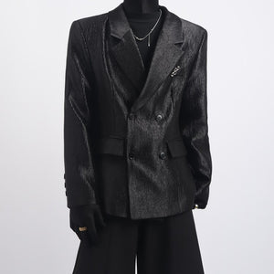 Double-breasted Casual Pleated Blazer