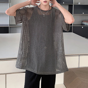 Mesh Knit Casual Short Sleeve Shirt