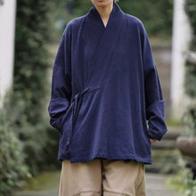 Load image into Gallery viewer, Loose Cotton Cross Front Hanfu Kimono Cardigan
