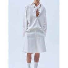 Load image into Gallery viewer, Deep V Neck Oversized Draped Tie Neck Shirt
