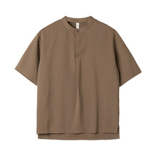 Load image into Gallery viewer, Loose Stand Collar Ice Silk Texture Casual Shirt

