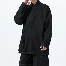 Load image into Gallery viewer, Vintage Washed Denim Cross Front Kimono Coat
