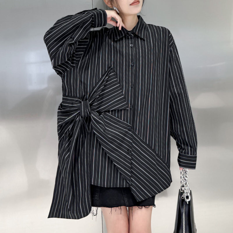 Striped Loose POLO Collar Shirt