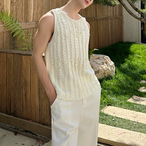 Vintage French Beads Decoration Knit Loose Vest