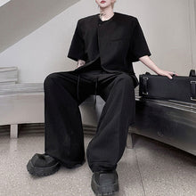 Load image into Gallery viewer, Solid Color Round Neck Shirt Loose Casual Draped Trousers Two-piece Suit
