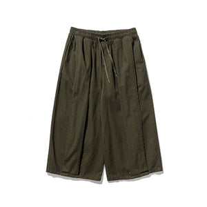 Cotton and Linen Wide Leg Bloomers Cropped Pants