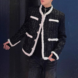 Paneled Raw-edge Tweed Jacket