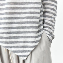 Load image into Gallery viewer, Crew Neck Striped Casual Irregular Hem Shirt
